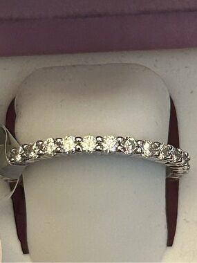 1.00CTW Genuine Round Cuts Moissanite Eternity Band Ring in 925 Sterling Silver